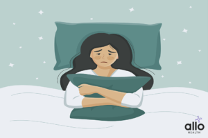 women sleeping by holding a pillow and thinking about Anorgasmia